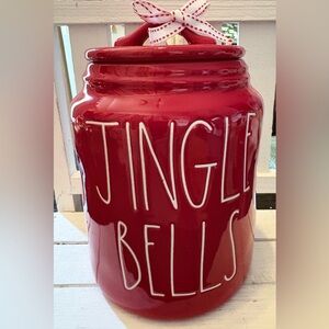 Rae Dunn Festive Red Jingle Bells Canister
